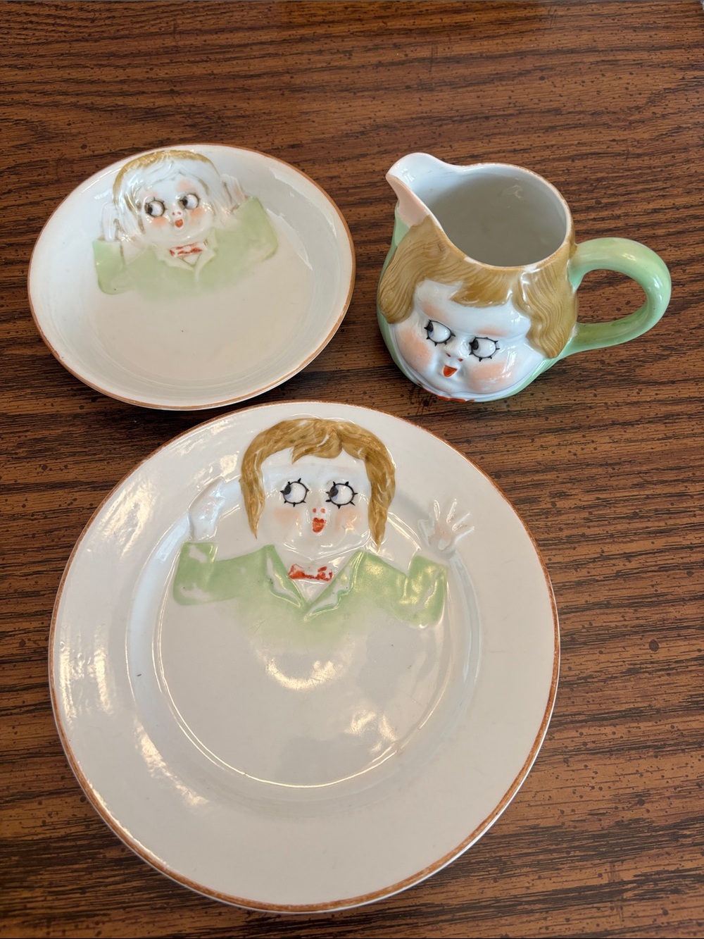 Vintage Nippon Child’s breakfast set.  Plate, bowl, milk pitcher
